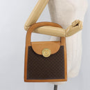 CELINE Macadam Canvas Medallion Hand Bag PVC Leather Brown Gold Auth 176759A-23