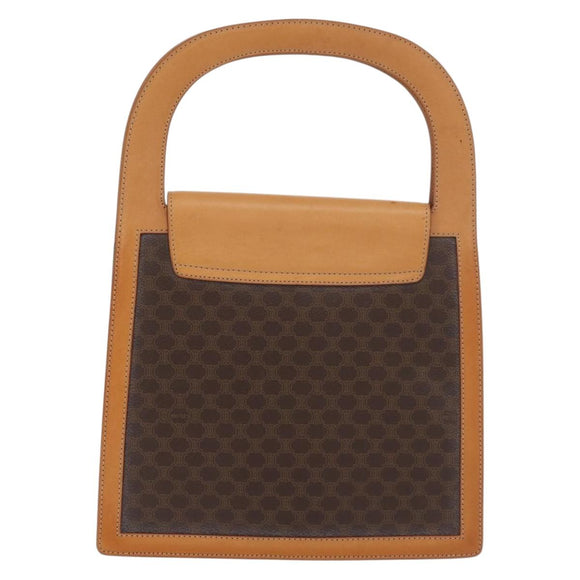 CELINE Macadam Canvas Medallion Hand Bag PVC Leather Brown Gold Auth 176759A