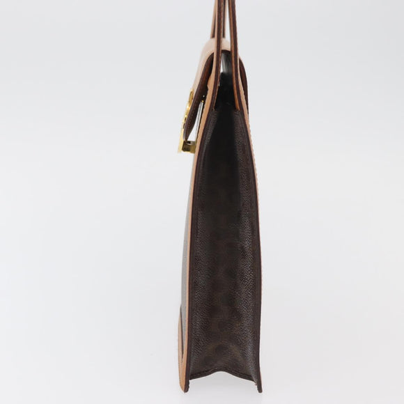 CELINE Macadam Canvas Medallion Hand Bag PVC Leather Brown Gold Auth 176759A