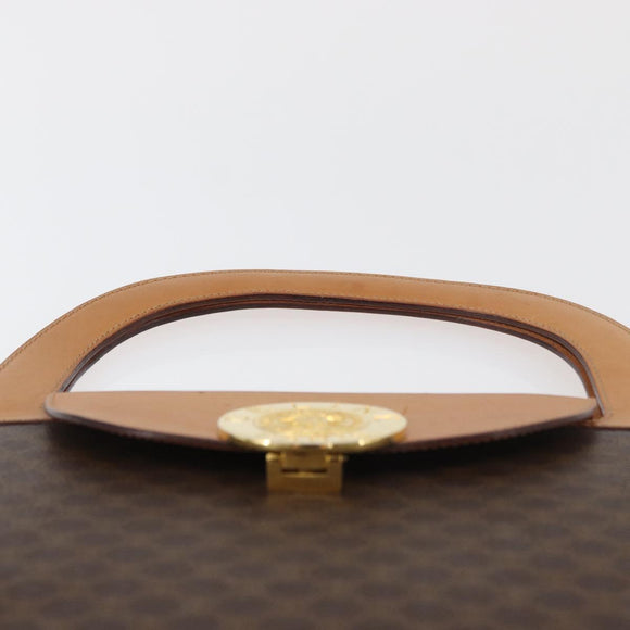 CELINE Macadam Canvas Medallion Hand Bag PVC Leather Brown Gold Auth 176759A