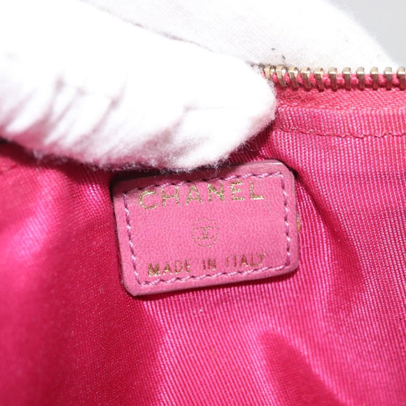 CHANEL Icon Series Pouch Suede Pink Gold CC Auth 176765