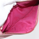 CHANEL Icon Series Pouch Suede Pink Gold CC Auth 176765-11