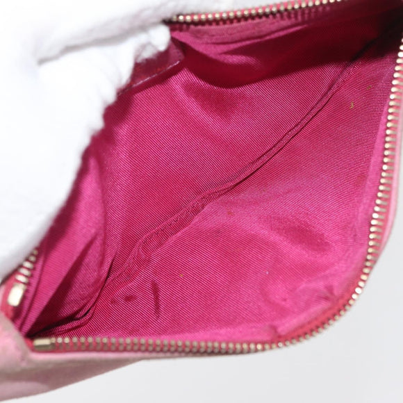 CHANEL Icon Series Pouch Suede Pink Gold CC Auth 176765