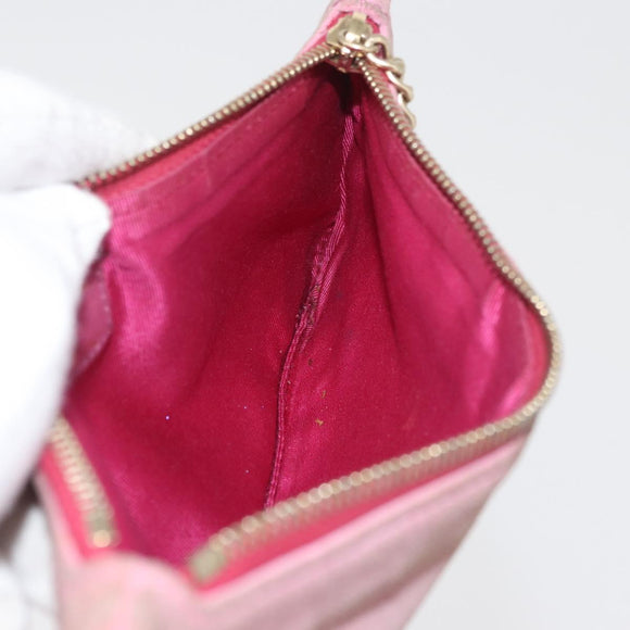 CHANEL Icon Series Pouch Suede Pink Gold CC Auth 176765