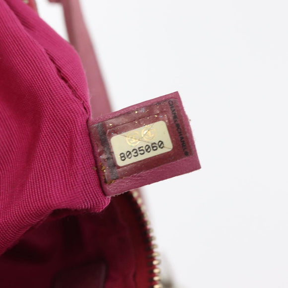 CHANEL Icon Series Pouch Suede Pink Gold CC Auth 176765