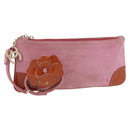 CHANEL Icon Series Pouch Suede Pink Gold CC Auth 176765-1