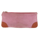 CHANEL Icon Series Pouch Suede Pink Gold CC Auth 176765-13