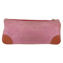 CHANEL Icon Series Pouch Suede Pink Gold CC Auth 176765-2