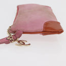 CHANEL Icon Series Pouch Suede Pink Gold CC Auth 176765-4