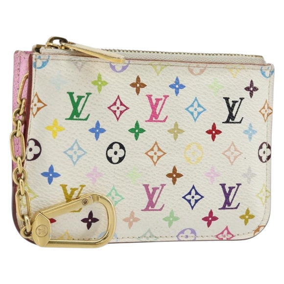 LOUIS VUITTON Multicolor Pochette Cles NM Coin Purse White M93734 Auth 176769