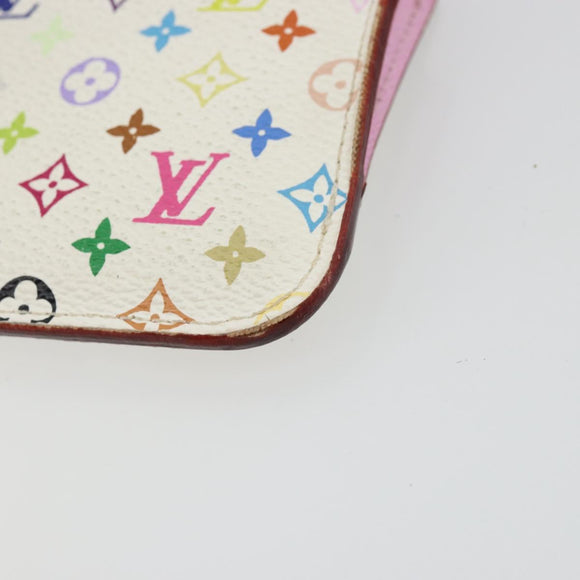 LOUIS VUITTON Multicolor Pochette Cles NM Coin Purse White M93734 Auth 176769