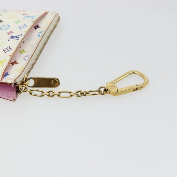 LOUIS VUITTON Multicolor Pochette Cles NM Coin Purse White M93734 Auth 176769