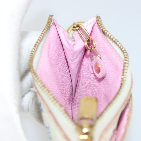LOUIS VUITTON Multicolor Pochette Cles NM Coin Purse White M93734 Auth 176769