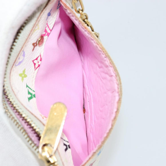 LOUIS VUITTON Multicolor Pochette Cles NM Coin Purse White M93734 Auth 176769