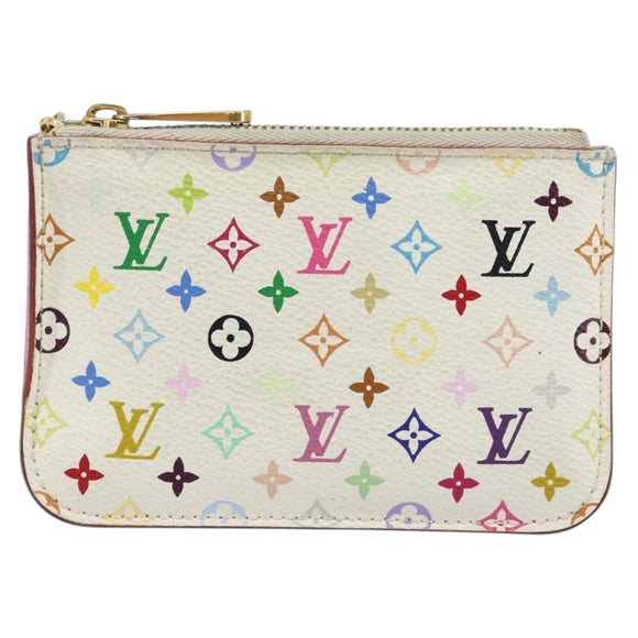 LOUIS VUITTON Multicolor Pochette Cles NM Coin Purse White M93734 Auth 176769