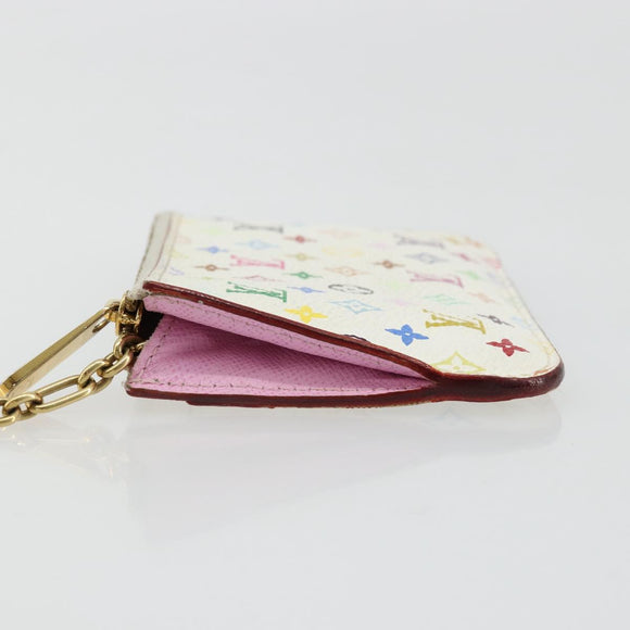 LOUIS VUITTON Multicolor Pochette Cles NM Coin Purse White M93734 Auth 176769