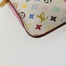 LOUIS VUITTON Multicolor Pochette Cles NM Coin Purse White M93734 Auth 176769-14