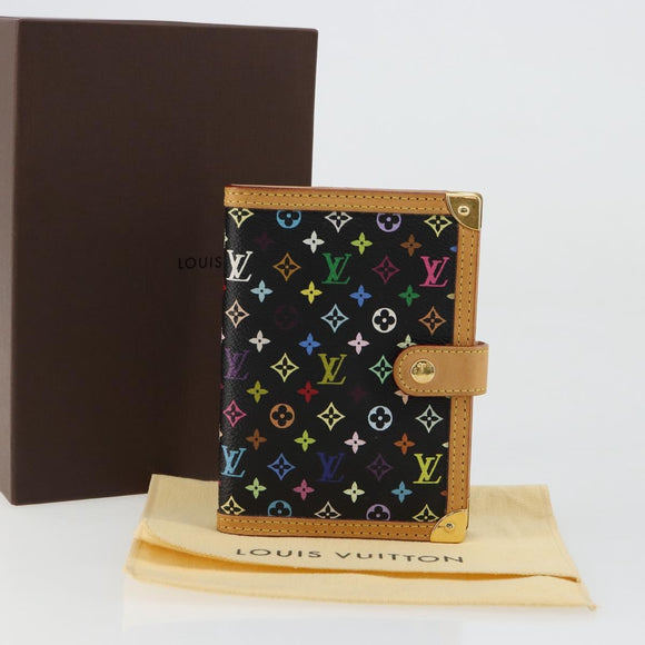 LOUIS VUITTON Monogram Multicolor Agenda PM Day Cover Black R20895 Auth 176772V
