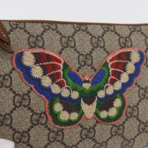GUCCI GG Supreme Chain Shoulder Bag PVC Beige Gold 456866 Auth 176776A