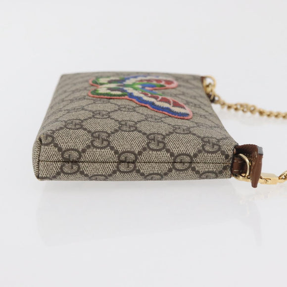 GUCCI GG Supreme Chain Shoulder Bag PVC Beige Gold 456866 Auth 176776A
