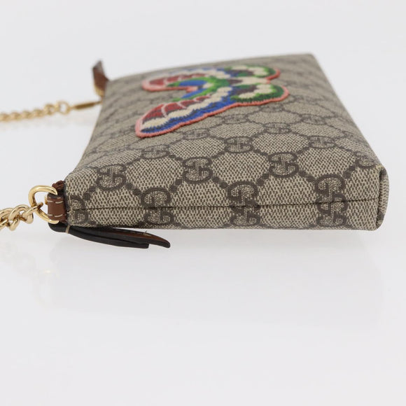 GUCCI GG Supreme Chain Shoulder Bag PVC Beige Gold 456866 Auth 176776A