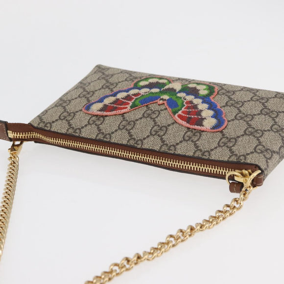 GUCCI GG Supreme Chain Shoulder Bag PVC Beige Gold 456866 Auth 176776A