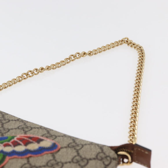 GUCCI GG Supreme Chain Shoulder Bag PVC Beige Gold 456866 Auth 176776A