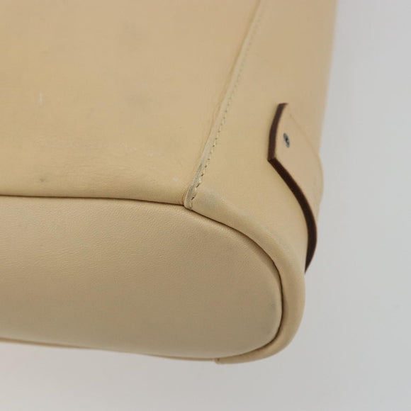 GUCCI Shoulder Bag Leather Beige Silver 91761 Auth 176780