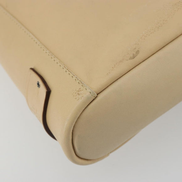 GUCCI Shoulder Bag Leather Beige Silver 91761 Auth 176780