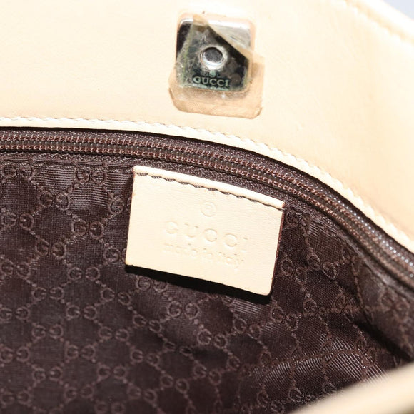 GUCCI Shoulder Bag Leather Beige Silver 91761 Auth 176780