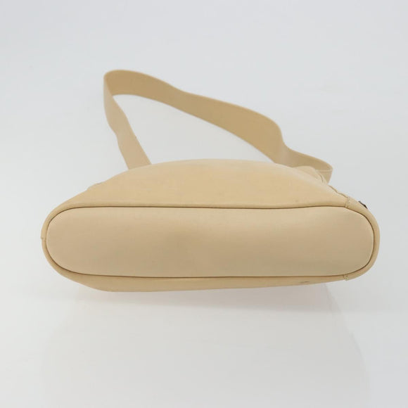 GUCCI Shoulder Bag Leather Beige Silver 91761 Auth 176780