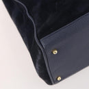 GUCCI Bamboo Hand Bag Suede 2way Navy Gold Auth 176781-13