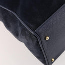 GUCCI Bamboo Hand Bag Suede 2way Navy Gold Auth 176781-15