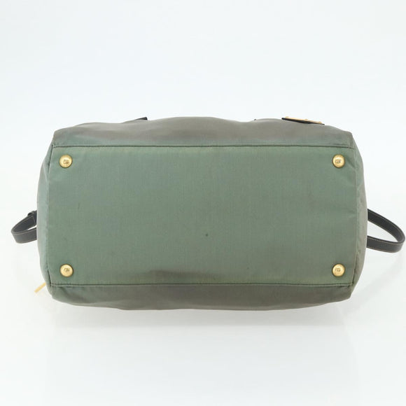 PRADA Shoulder Bag Nylon 2way Green Gold Auth 176782