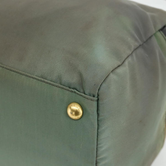 PRADA Shoulder Bag Nylon 2way Green Gold Auth 176782