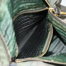 PRADA Shoulder Bag Nylon 2way Green Gold Auth 176782-25