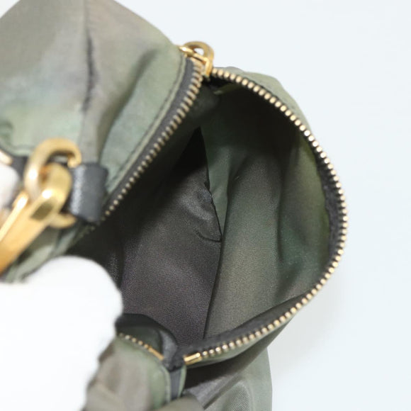 PRADA Shoulder Bag Nylon 2way Green Gold Auth 176782