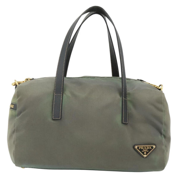 PRADA Shoulder Bag Nylon 2way Green Gold Auth 176782