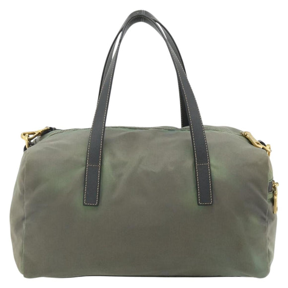 PRADA Shoulder Bag Nylon 2way Green Gold Auth 176782