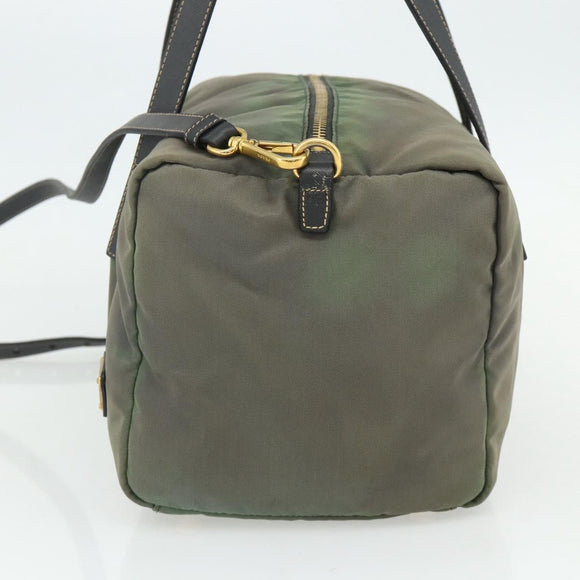 PRADA Shoulder Bag Nylon 2way Green Gold Auth 176782