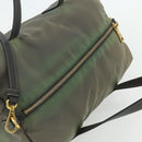 PRADA Shoulder Bag Nylon 2way Green Gold Auth 176782-6
