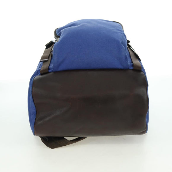 PRADA Backpack Canvas Blue Silver Auth 176786