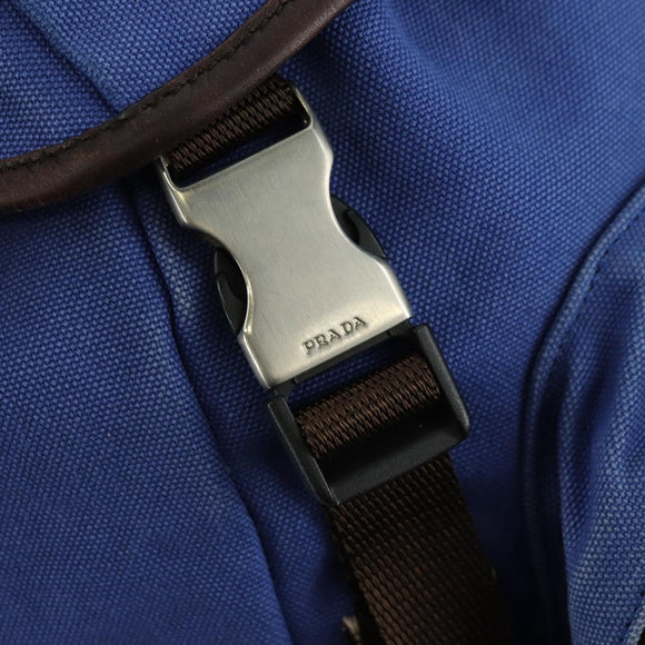 PRADA Backpack Canvas Blue Silver Auth 176786