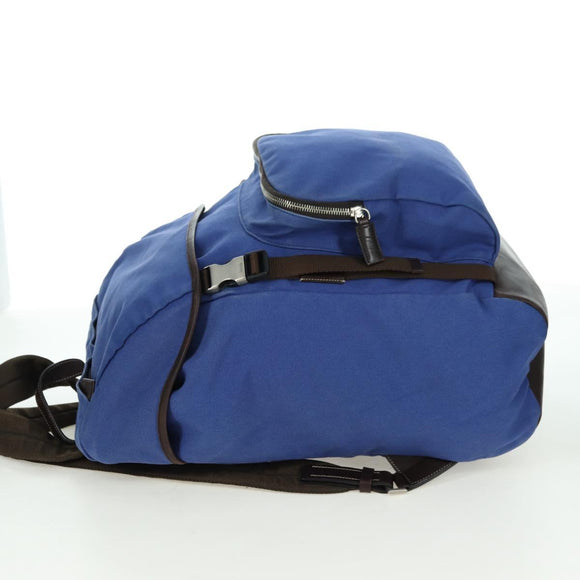 PRADA Backpack Canvas Blue Silver Auth 176786