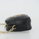 Salvatore Ferragamo Gancini Chain Shoulder Bag Leather Black Gold Auth 176787-5