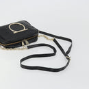 Salvatore Ferragamo Gancini Chain Shoulder Bag Leather Black Gold Auth 176787-7