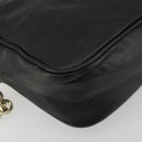 Salvatore Ferragamo Gancini Chain Shoulder Bag Leather Black Gold Auth 176787-11