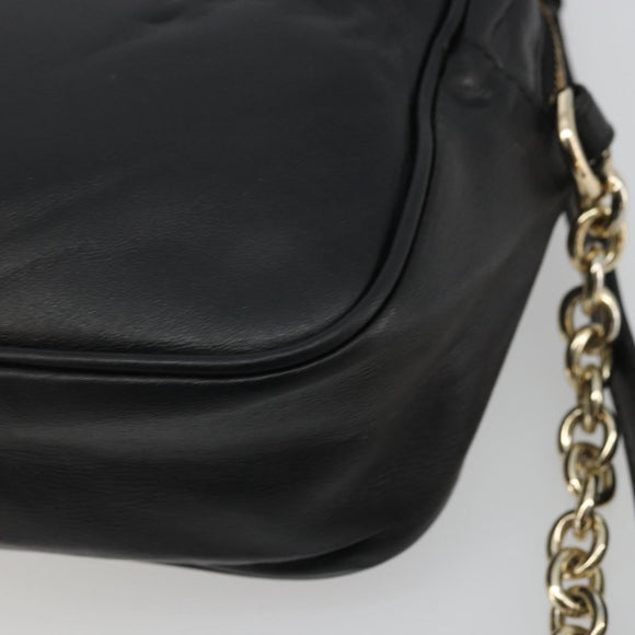 Salvatore Ferragamo Gancini Chain Shoulder Bag Leather Black Gold Auth 176787