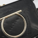 Salvatore Ferragamo Gancini Chain Shoulder Bag Leather Black Gold Auth 176787-14