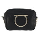 Salvatore Ferragamo Gancini Chain Shoulder Bag Leather Black Gold Auth 176787-2